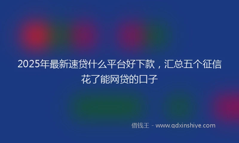 2025年最新速贷什么平台好下款，汇总五个征信花了能网贷的口子