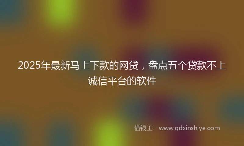 2025年最新马上下款的网贷，盘点五个贷款不上诚信平台的软件