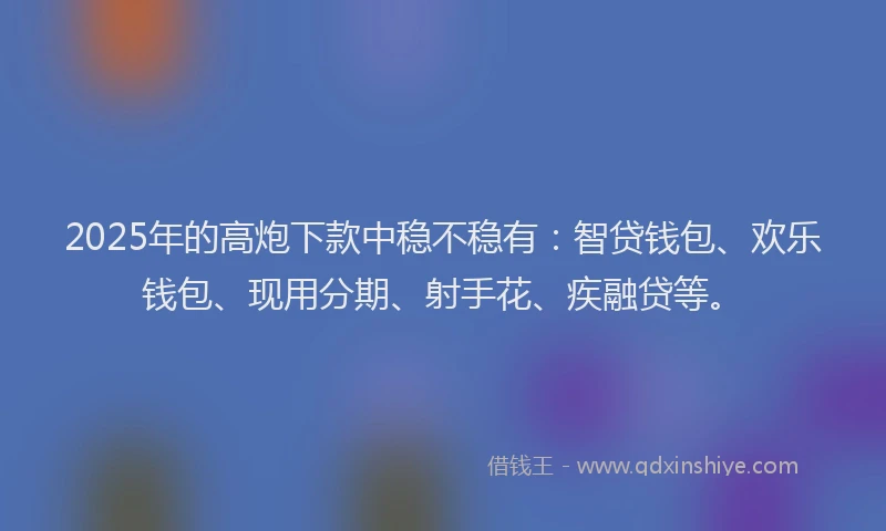 2025年的高炮下款中稳不稳有：智贷钱包、欢乐钱包、现用分期、射手花、疾融贷等。
