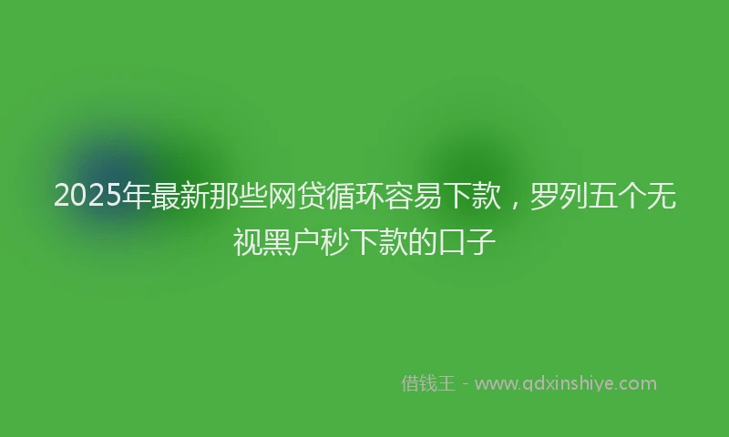 2025年最新那些网贷循环容易下款，罗列五个无视黑户秒下款的口子