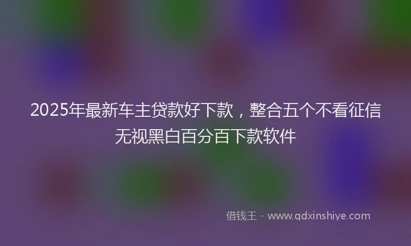 2025年最新车主贷款好下款，整合五个不看征信无视黑白百分百下款软件