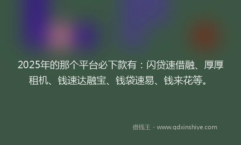 2025年的那个平台必下款有：闪贷速借融、厚厚租机、钱速达融宝、钱袋速易、钱来花等。