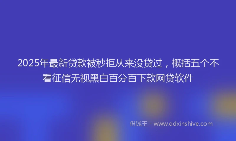 2025年最新贷款被秒拒从来没贷过，概括五个不看征信无视黑白百分百下款网贷软件