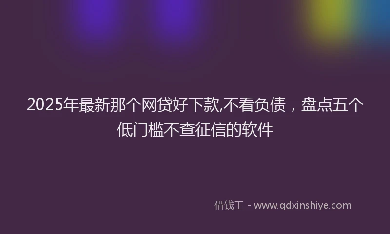 2025年最新那个网贷好下款,不看负债，盘点五个低门槛不查征信的软件