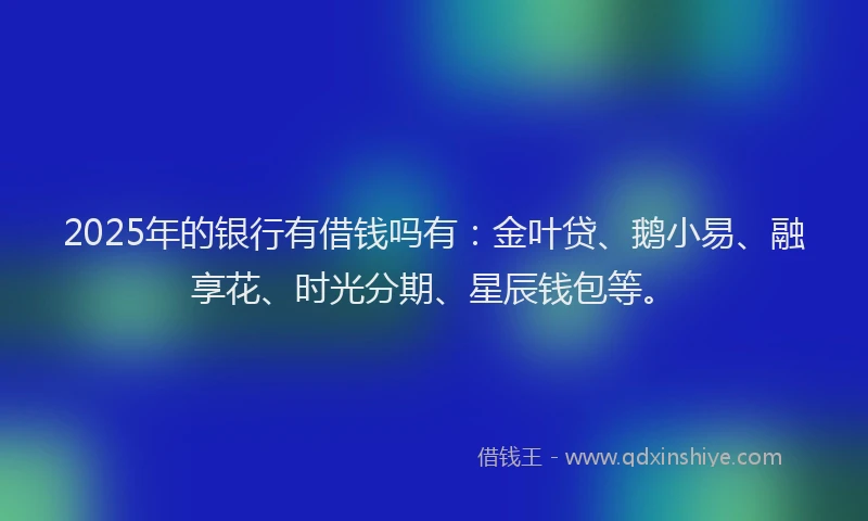 2025年的银行有借钱吗有：金叶贷、鹅小易、融享花、时光分期、星辰钱包等。