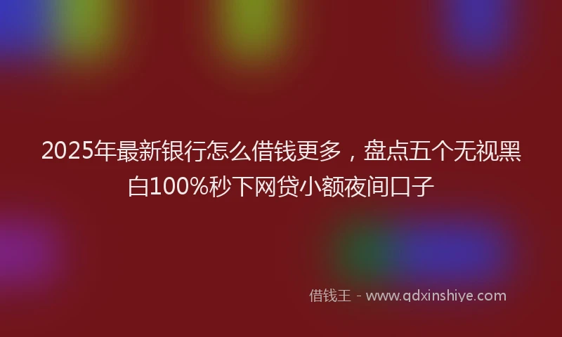 2025年最新银行怎么借钱更多，盘点五个无视黑白100%秒下网贷小额夜间口子