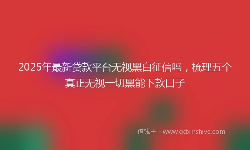 2025年最新贷款平台无视黑白征信吗，梳理五个真正无视一切黑能下款口子