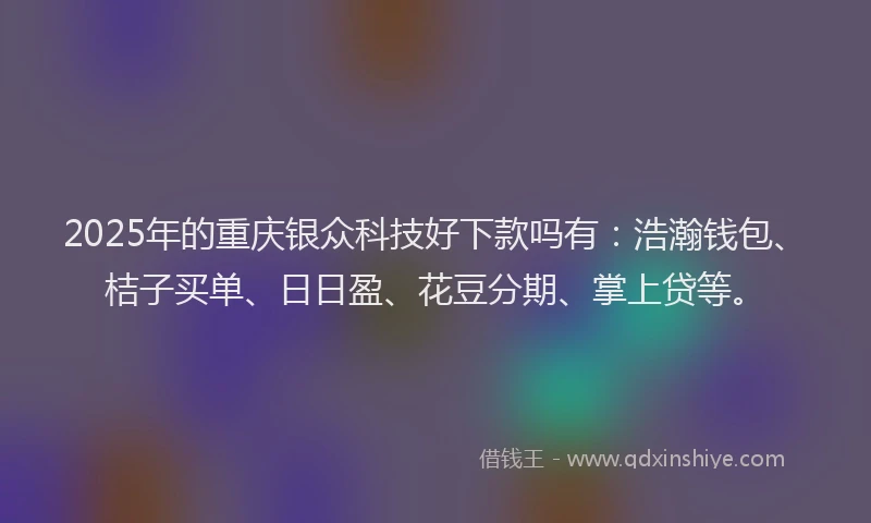 2025年的重庆银众科技好下款吗有：浩瀚钱包、桔子买单、日日盈、花豆分期、掌上贷等。