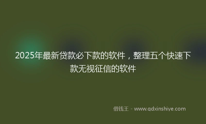 2025年最新贷款必下款的软件，整理五个快速下款无视征信的软件