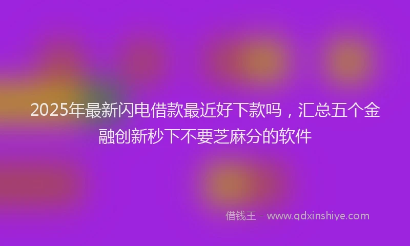 2025年最新闪电借款最近好下款吗，汇总五个金融创新秒下不要芝麻分的软件