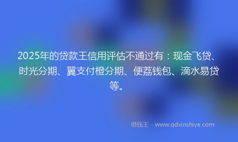 2025年的贷款王信用评估不通过有：现金飞贷、时光分期、翼支付橙分期、便荔钱包、滴水易贷等。