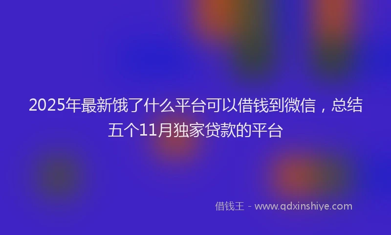 2025年最新饿了什么平台可以借钱到微信，总结五个11月独家贷款的平台