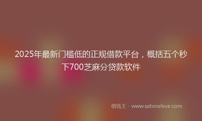 2025年最新门槛低的正规借款平台，概括五个秒下700芝麻分贷款软件