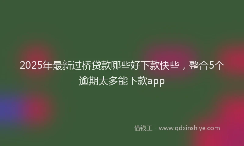 2025年最新过桥贷款哪些好下款快些，整合5个逾期太多能下款app