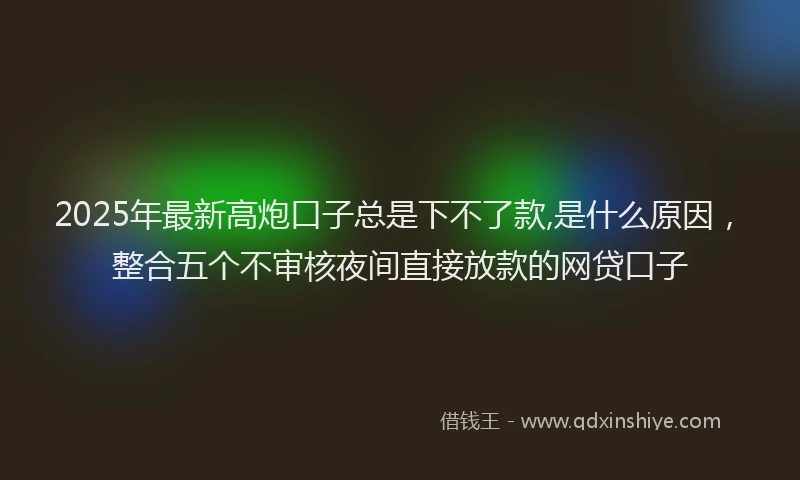 2025年最新高炮口子总是下不了款,是什么原因，整合五个不审核夜间直接放款的网贷口子
