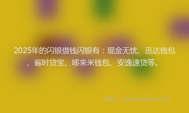 2025年的闪银借钱闪银有：现金无忧、迅达钱包、省时贷宝、哆来米钱包、安逸速贷等。