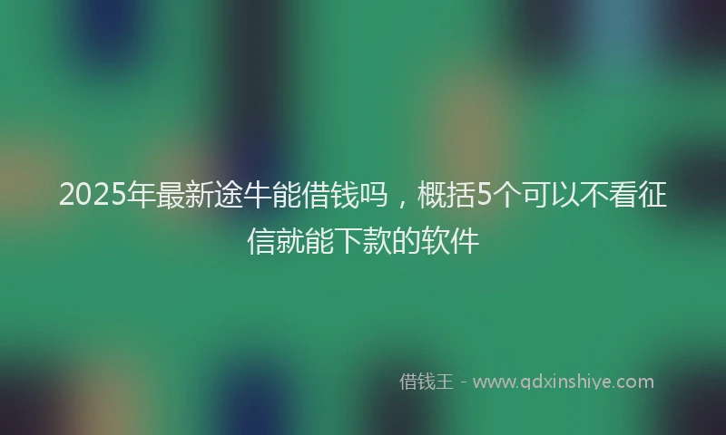2025年最新途牛能借钱吗，概括5个可以不看征信就能下款的软件