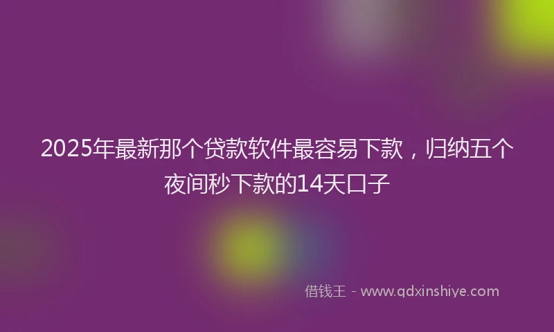 2025年最新那个贷款软件最容易下款，归纳五个夜间秒下款的14天口子