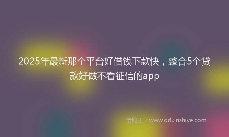 2025年最新那个平台好借钱下款快，整合5个贷款好做不看征信的app