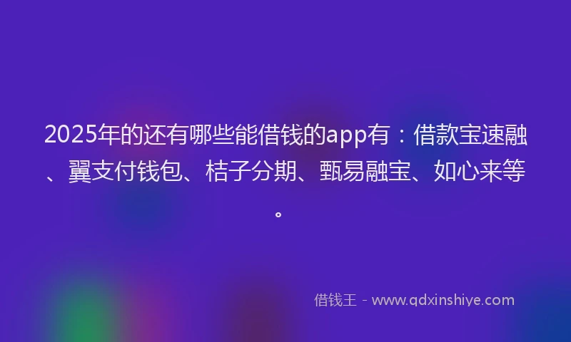 2025年的还有哪些能借钱的app有：借款宝速融、翼支付钱包、桔子分期、甄易融宝、如心来等。