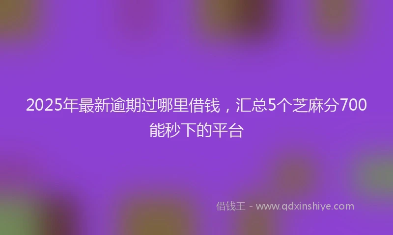 2025年最新逾期过哪里借钱，汇总5个芝麻分700能秒下的平台