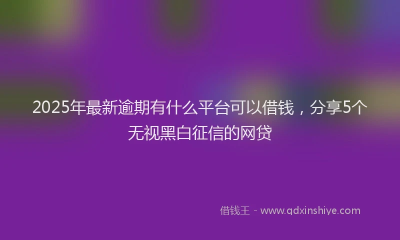 2025年最新逾期有什么平台可以借钱，分享5个无视黑白征信的网贷