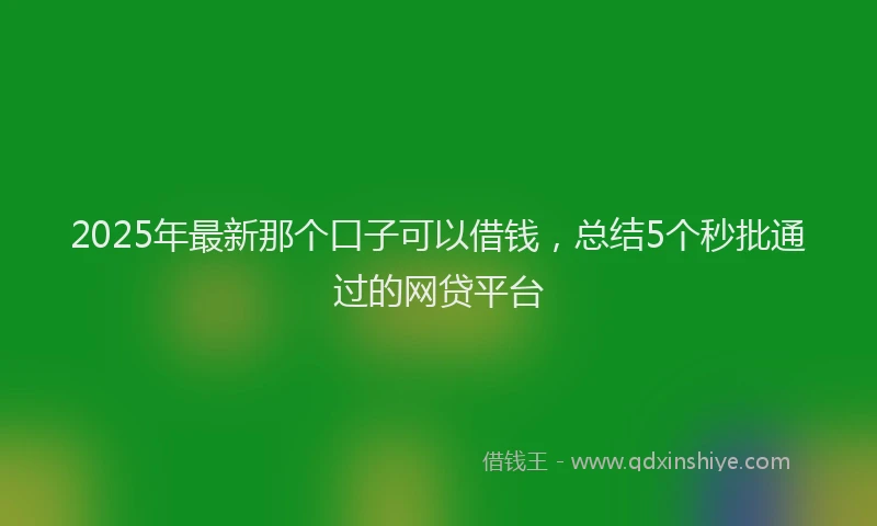 2025年最新那个口子可以借钱，总结5个秒批通过的网贷平台