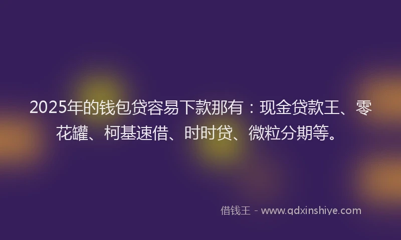 2025年的钱包贷容易下款那有：现金贷款王、零花罐、柯基速借、时时贷、微粒分期等。