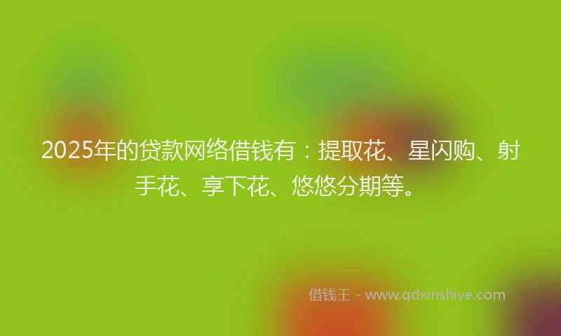 2025年的贷款网络借钱有：提取花、星闪购、射手花、享下花、悠悠分期等。
