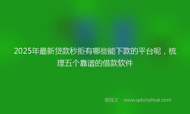 2025年最新贷款秒拒有哪些能下款的平台呢，梳理五个靠谱的借款软件