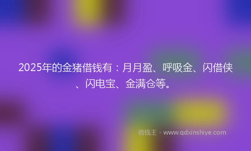 2025年的金猪借钱有：月月盈、呼吸金、闪借侠、闪电宝、金满仓等。