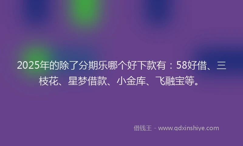 2025年的除了分期乐哪个好下款有：58好借、三枝花、星梦借款、小金库、飞融宝等。