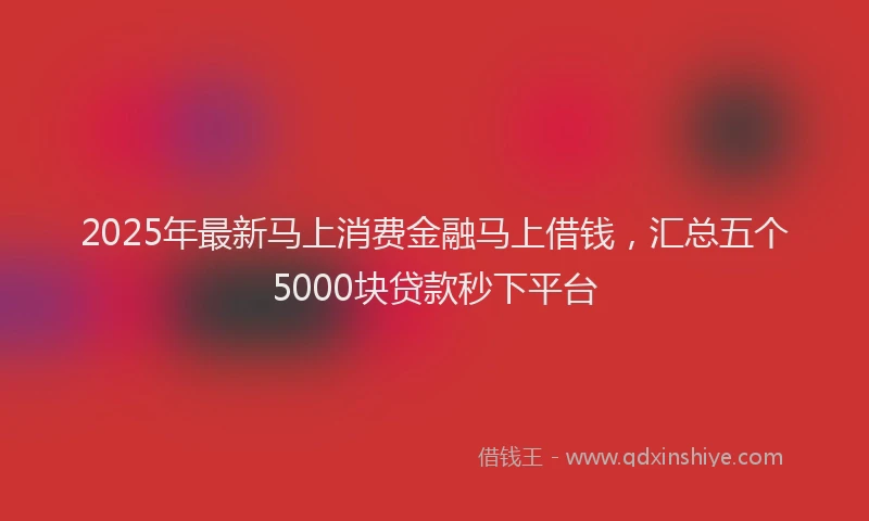 2025年最新马上消费金融马上借钱，汇总五个5000块贷款秒下平台
