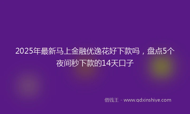 2025年最新马上金融优逸花好下款吗，盘点5个夜间秒下款的14天口子