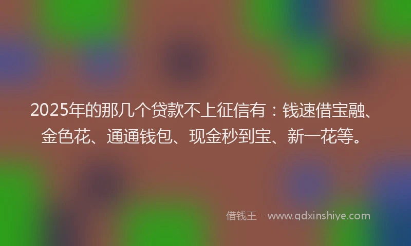 2025年的那几个贷款不上征信有：钱速借宝融、金色花、通通钱包、现金秒到宝、新一花等。