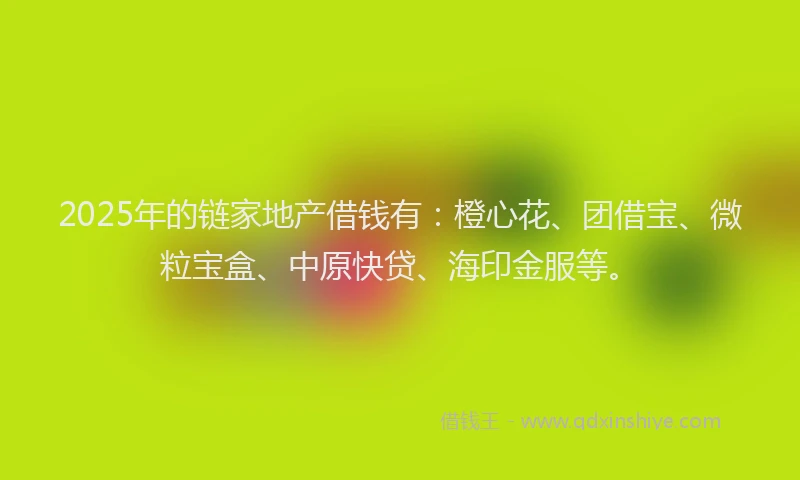 2025年的链家地产借钱有：橙心花、团借宝、微粒宝盒、中原快贷、海印金服等。