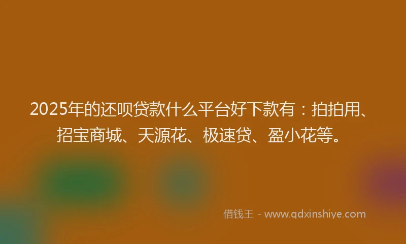 2025年的还呗贷款什么平台好下款有：拍拍用、招宝商城、天源花、极速贷、盈小花等。