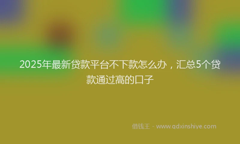 2025年最新贷款平台不下款怎么办，汇总5个贷款通过高的口子