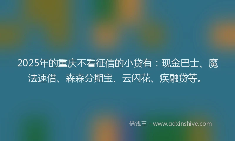 2025年的重庆不看征信的小贷有：现金巴士、魔法速借、森森分期宝、云闪花、疾融贷等。