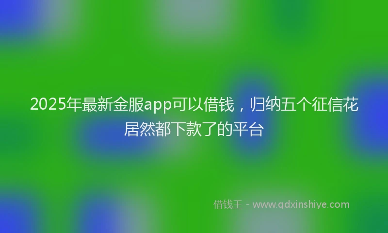 2025年最新金服app可以借钱，归纳五个征信花居然都下款了的平台