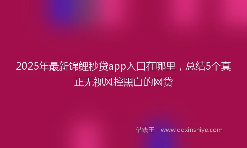 2025年最新锦鲤秒贷app入口在哪里，总结5个真正无视风控黑白的网贷