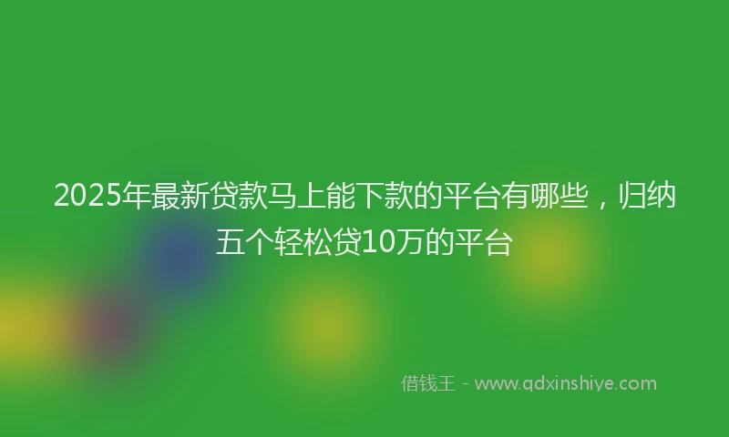 2025年最新贷款马上能下款的平台有哪些，归纳五个轻松贷10万的平台