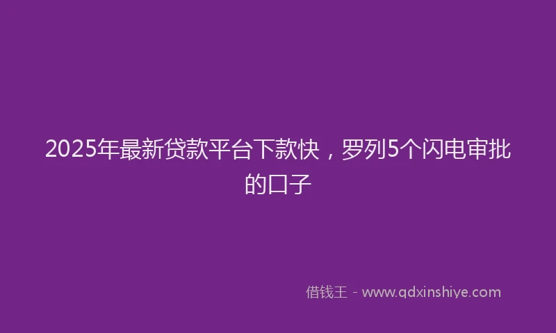 2025年最新贷款平台下款快，罗列5个闪电审批的口子