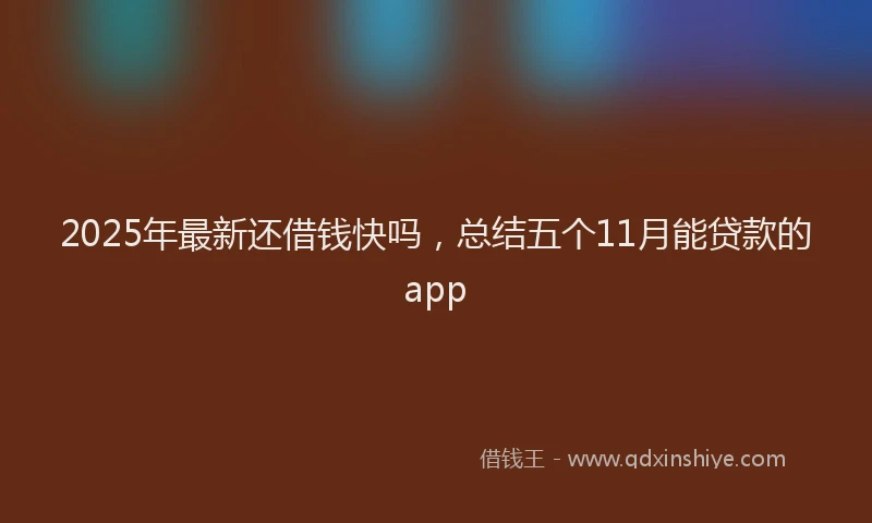2025年最新还借钱快吗，总结五个11月能贷款的app