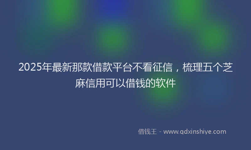 2025年最新那款借款平台不看征信，梳理五个芝麻信用可以借钱的软件