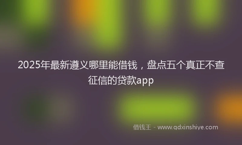 2025年最新遵义哪里能借钱，盘点五个真正不查征信的贷款app