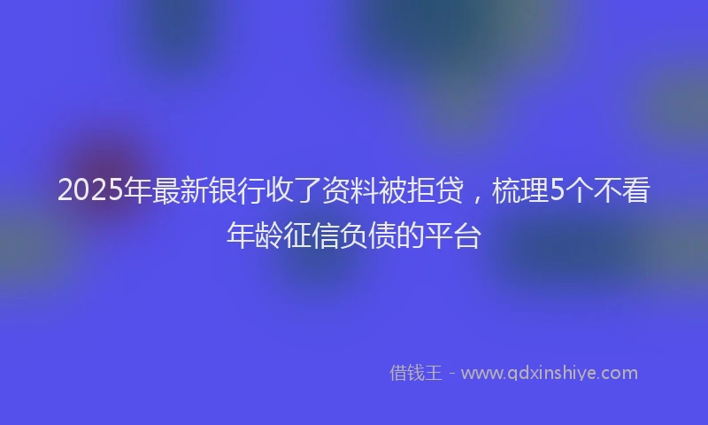 2025年最新银行收了资料被拒贷，梳理5个不看年龄征信负债的平台