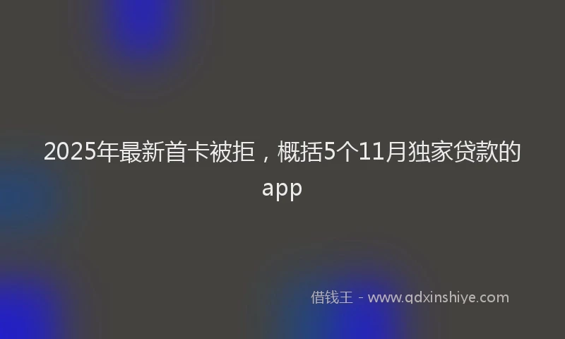2025年最新首卡被拒，概括5个11月独家贷款的app