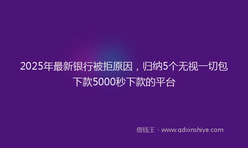 2025年最新银行被拒原因，归纳5个无视一切包下款5000秒下款的平台