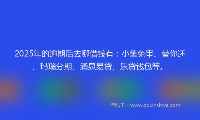 2025年的逾期后去哪借钱有：小鱼免审、替你还、玛瑙分期、涌泉易贷、乐贷钱包等。